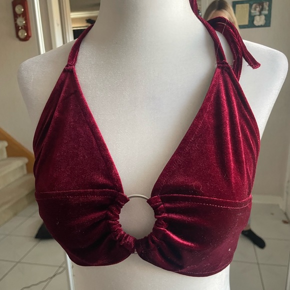 Red Velvet-Like Bra Top | Size S - Picture 2 of 5
